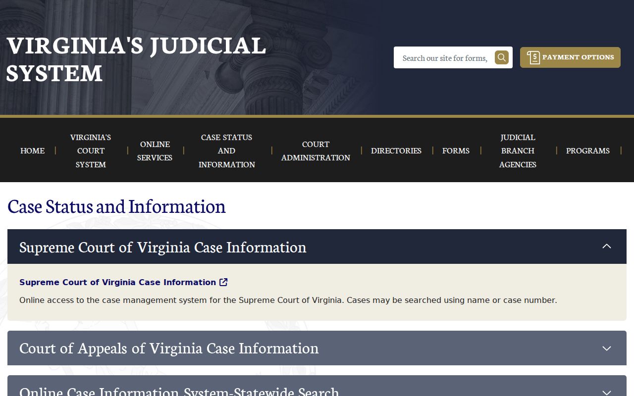 Danville residents directory Virginia case information search page