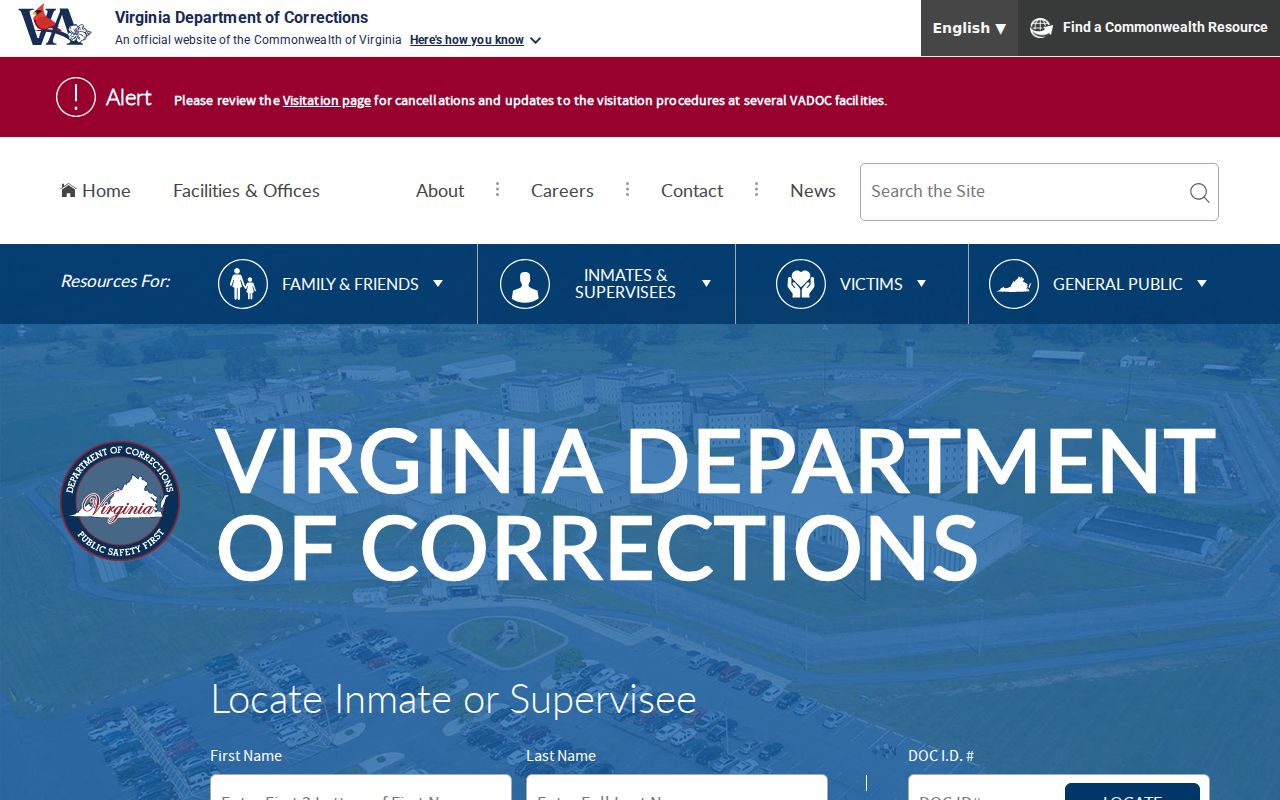 Danville residents directory Virginia Department of Corrections locator entry page