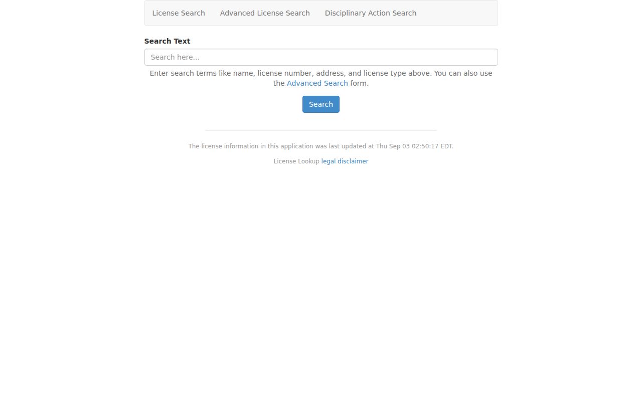 Danville resident lookup Virginia DPOR license search interface