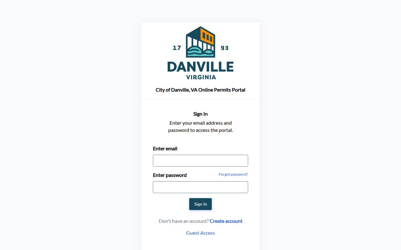 Danville street directory e-Permits portal landing page